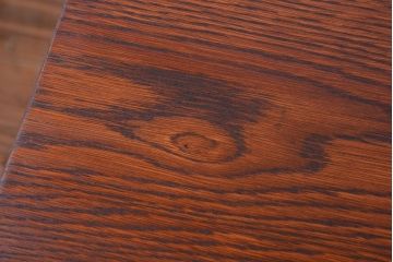 格納スツール4脚付きテーブルを新規製作!当店商品を参考にデザイン。ホワイトオーク材の天板を取り付け。淡い青緑でペイント仕上げ。(ダイニングテーブル、作業台、椅子)