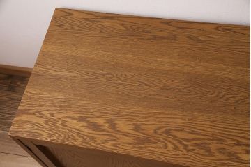 洗面台を新規製作!本体はオーク材・ヒノキ材を使用。天板配管用穴開け加工。引き出しはソフトクローズを取り付け。(収納棚、引き出し)