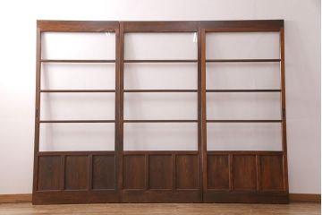 ガラス戸1枚を新規製作!当店商品2枚と同デザインで製作し、3枚セットに。戸車・引き手を取り付け。クリアガラスを組み入れ・入れ替え。(引き戸、建具)