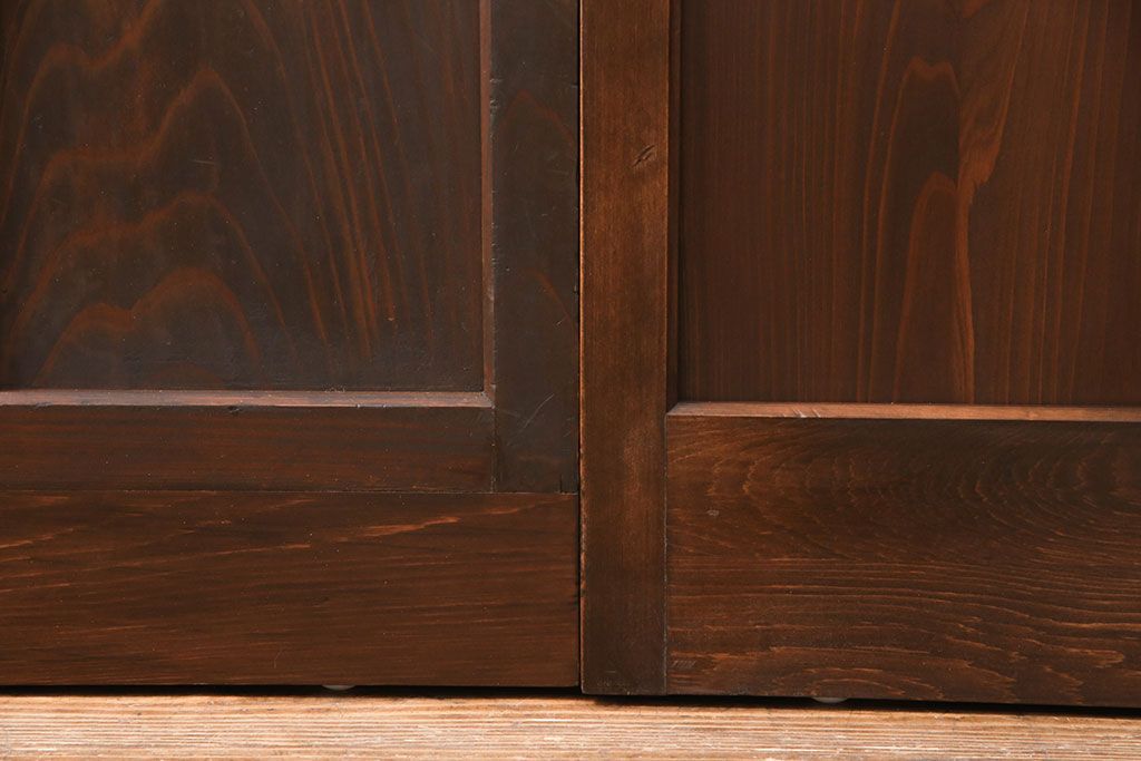 ガラス戸1枚を新規製作!当店商品2枚と同デザインで製作し、3枚セットに。戸車・引き手を取り付け。クリアガラスを組み入れ・入れ替え。(引き戸、建具)