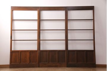 ガラス戸1枚を新規製作!当店商品2枚と同デザインで製作し、3枚セットに。戸車・引き手を取り付け。クリアガラスを組み入れ・入れ替え。(引き戸、建具)