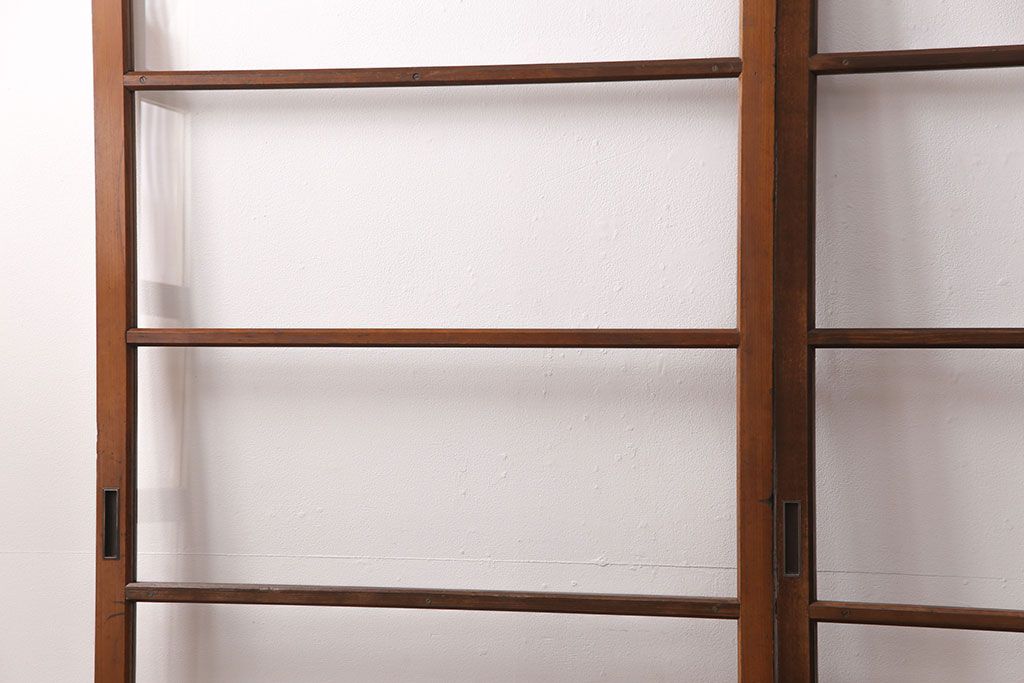 ガラス戸1枚を新規製作!当店商品2枚と同デザインで製作し、3枚セットに。戸車・引き手を取り付け。クリアガラスを組み入れ・入れ替え。(引き戸、建具)