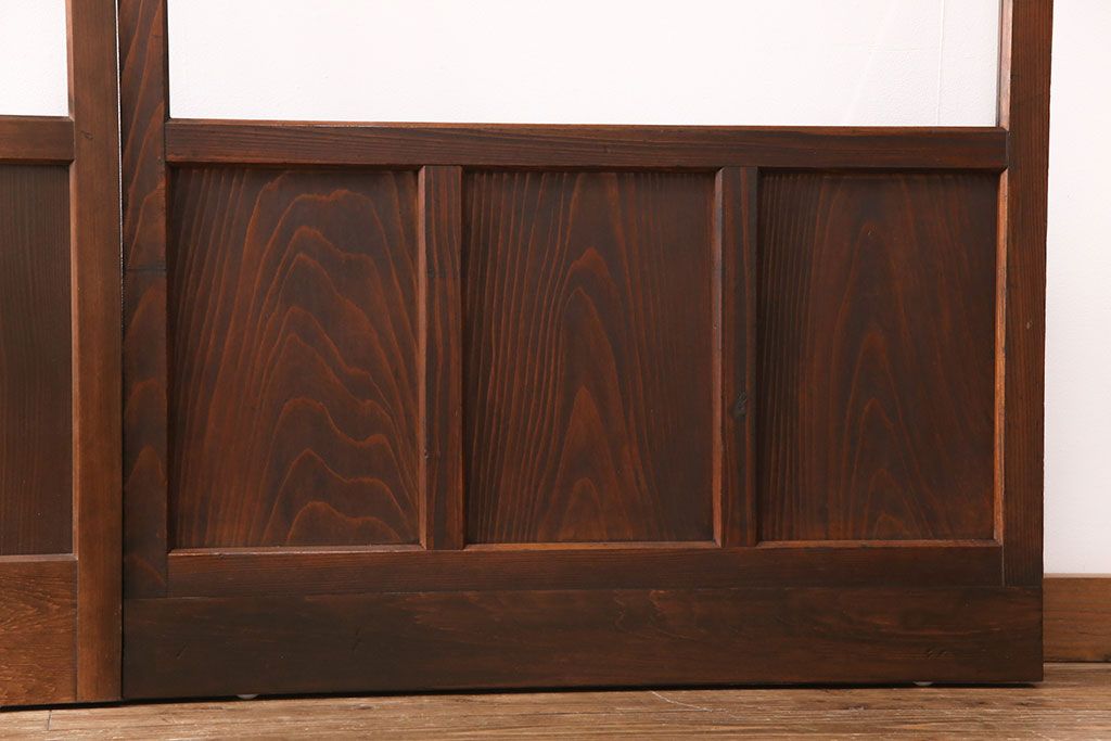 ガラス戸1枚を新規製作!当店商品2枚と同デザインで製作し、3枚セットに。戸車・引き手を取り付け。クリアガラスを組み入れ・入れ替え。(引き戸、建具)