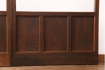 ガラス戸1枚を新規製作!当店商品2枚と同デザインで製作し、3枚セットに。戸車・引き手を取り付け。クリアガラスを組み入れ・入れ替え。(引き戸、建具)