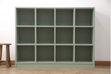 マス目棚を新規製作!くすんだグリーンでペイント仕上げ。(オープンラック、飾り棚、収納棚)