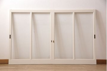 ガラス窓2枚を新規製作!アンティークホワイトでペイント仕上げ。(ガラス戸、引き戸)