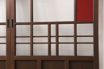 ガラス戸2枚を新規製作!お好みの色ガラスを使用し、レトロな仕上がりに。(建具、引き戸)