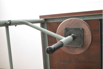 格納スツール8脚付きテーブルを新規製作!鉄脚を淡い青緑色にペイント。(ダイニングテーブル、作業台)