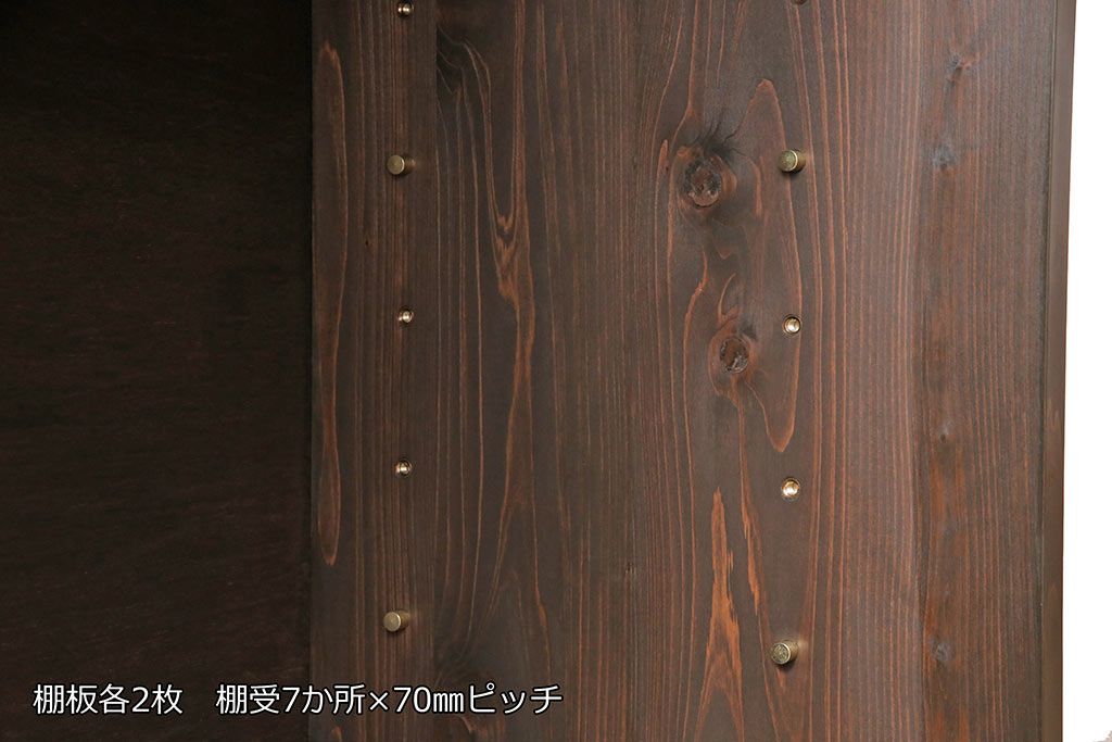 サイドボードを新規製作!木製脚、可動式の棚板を取り付け。建具に麻の葉模様のガラスを使用。(収納棚、戸棚、サイドキャビネット)