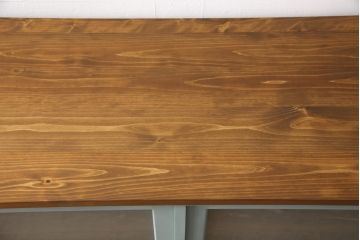 キッチンカウンターを新規製作!建具ガラスはすりガラス使用。天板は明るめの茶色、本体は淡い青緑色にペイント仕上げ。(収納棚、戸棚、キャビネット、サイドボード、サイドキャビネット、カップボード)