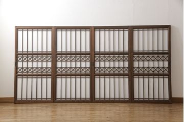 組子障子戸4枚×2セットを新規製作!当店のオーダー建具を参考にご希望のサイズで障子戸を製作。引手を取り付け、プラスチック障子紙を新たに張り、当店商品を参考に着色。(引き戸、建具)
