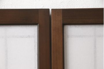 組子障子戸4枚×2セットを新規製作!当店のオーダー建具を参考にご希望のサイズで障子戸を製作。引手を取り付け、プラスチック障子紙を新たに張り、当店商品を参考に着色。(引き戸、建具)