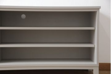 テレビ台を新規製作!3種類のガラスを使用した建具を製作。背面には配線用の穴あけ加工。全体を枯野色にペイント仕上げ。(ローボード、テレビ台、テレビボード、キャビネット、サイドボード)