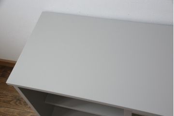 テレビ台を新規製作!3種類のガラスを使用した建具を製作。背面には配線用の穴あけ加工。全体を枯野色にペイント仕上げ。(ローボード、テレビ台、テレビボード、キャビネット、サイドボード)