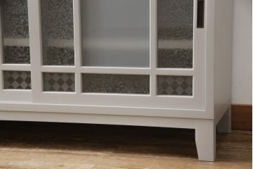 テレビ台を新規製作!3種類のガラスを使用した建具を製作。背面には配線用の穴あけ加工。全体を枯野色にペイント仕上げ。(ローボード、テレビ台、テレビボード、キャビネット、サイドボード)