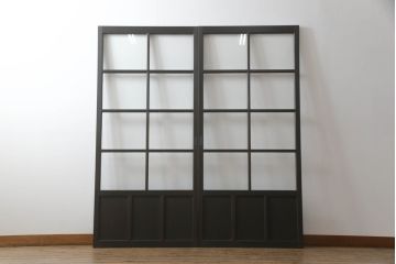 ガラス戸を新規製作!クリアガラスを取り付け、濃い茶色で着色仕上げ。(引き戸、建具)