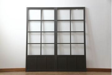 ガラス戸を新規製作!クリアガラスを取り付け、濃い茶色で着色仕上げ。(引き戸、建具)