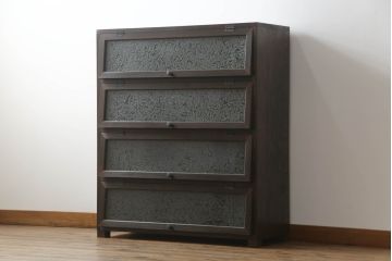 パタパタ扉の下駄箱を新規製作!扉にはアンティーク結霜ガラスを使用。(収納棚、戸棚、ロッカー)