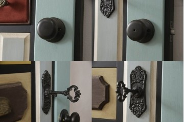 ドアを新規製作!ディズニー「不思議の国のアリス」の世界観をコンセプトに製作。持ち込みの取っ手金具を取り付け、見えない隠し蝶番を採用。ドアのベースはマットブラックに、引き出しや各装飾は打ち合わせの通りにペイント。(扉、建具)