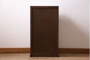 小引き出しを新規製作!明治期の箪笥の金具を取り付け。ヒノキ無垢材を使用。濃い茶色で着色し仕上げ。(チェスト、引き出し)