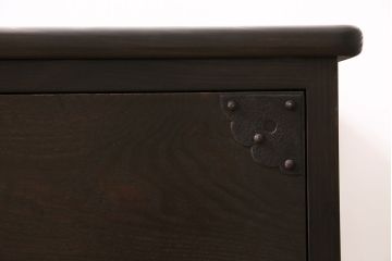 フラップダウン扉のテレビ台を新規製作!アンティーク箪笥の金具を取り付け。天板のエッジ加工。背面穴開け加工。お手持ちの家具に近しい色味で着色し仕上げ。(ローボード、テレビボード、収納棚)