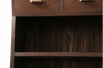 薄型ブックシェルフを新規製作!ヒノキ材、杉材を使用。かぶせタイプの取っ手を取り付け。(飾り棚、収納棚、オープンラック)