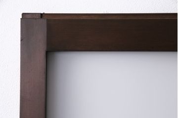 大正ロマンなガラス戸を新規製作!色ガラス、花菱模様ガラス、すりガラスを組み入れ。濃い茶色で着色し仕上げ。(引き戸、建具)