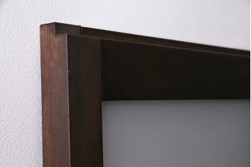 大正ロマンなガラス戸を新規製作!色ガラス、花菱模様ガラス、すりガラスを組み入れ。濃い茶色で着色し仕上げ。(引き戸、建具)