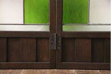 大正ロマンな衝立を新規製作!当店商品を参考にデザイン。結霜ガラス、黄色・緑・紫の色ガラスを組み入れ。(つい立て、パーテーション)