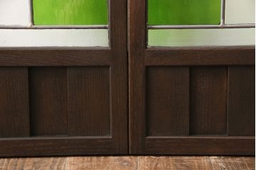 大正ロマンな衝立を新規製作!当店商品を参考にデザイン。結霜ガラス、黄色・緑・紫の色ガラスを組み入れ。(つい立て、パーテーション)