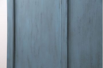 フック付き衝立を新規製作!当店商品を参考にデザイン。両面にフックの取り付け。ブルー系のエイジング塗装で仕上げ(つい立て、パーテーション)