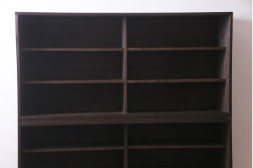 重ね戸棚を新規製作!当店商品を参考にデザイン。建具にクリアガラス、花菱模様ガラスを組み入れ。(収納棚、食器棚、キャビネット)