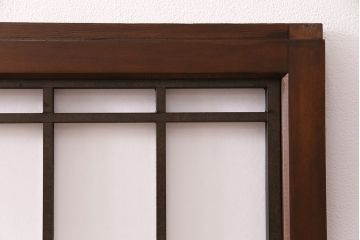 組子障子戸4枚を新規製作!当店商品を参考にデザイン。引き手を取り付け。濃い茶色で着色し仕上げ。(引き戸、建具)