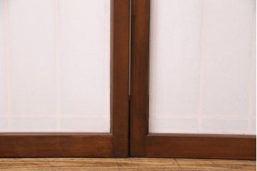 組子障子戸4枚を新規製作!当店商品を参考にデザイン。引き手を取り付け。濃い茶色で着色し仕上げ。(引き戸、建具)