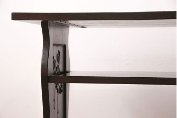 透かし入りテーブルを新規製作!お客様のデザインを参考に透かし加工。濃い茶色で着色し仕上げ。(カフェテーブル、コーヒーテーブル、コンソールテーブル)