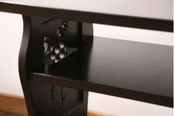 透かし入りテーブルを新規製作!お客様のデザインを参考に透かし加工。濃い茶色で着色し仕上げ。(カフェテーブル、コーヒーテーブル、コンソールテーブル)