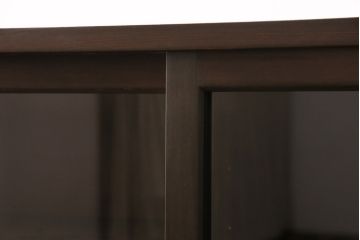 食器棚を新規製作!建具にはクリアガラスを使用。アンティーク金具を取り付け。濃い茶色で着色し仕上げ。(収納棚、戸棚、キャビネット)