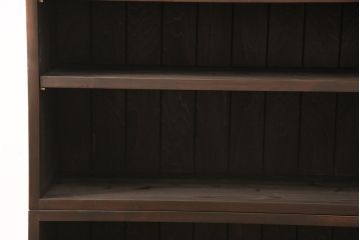 本棚を新規製作!上段はオープンタイプ、下段は戸棚も付いた仕様。濃い茶色で着色し仕上げ。(オープンラック、ブックシェルフ、飾り棚、収納棚)