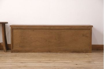 テレビ台を新規製作!建具は丸窓とみんさー柄のレーザー組子を入れ込み作成。黄味がかった茶色に着色し仕上げ。(テレビボード、ローボード、収納棚、丸窓、組子)