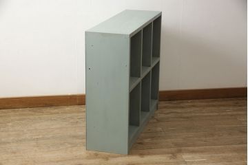 マス目棚を新規製作!淡い青緑のペイントをし、エイジング加工。(収納棚、飾り棚、本棚、オープンラック、ロッカー)