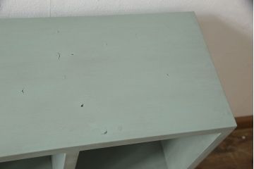 マス目棚を新規製作!淡い青緑のペイントをし、エイジング加工。(収納棚、飾り棚、本棚、オープンラック、ロッカー)
