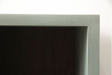 マス目棚を新規製作!淡い青緑のペイントをし、エイジング加工。(収納棚、飾り棚、本棚、オープンラック、ロッカー)