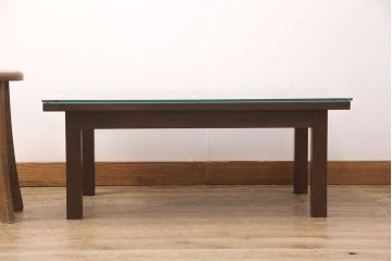 ローテーブルを新規製作!天板にミンサー柄の透かしを施し、ガラス天板を取り付け。(センターテーブル、リビングテーブル)