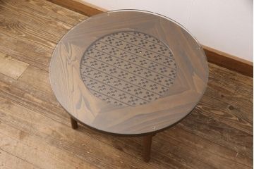 丸型のローテーブルを新規製作!天板に透かしを施し、ガラス天板を取り付け。(丸テーブル、ローテーブル、センターテーブル)
