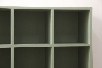 マス目棚を新規製作!くすんだグリーンでペイント仕上げ。(オープンラック、飾り棚、収納棚)