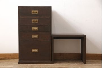 コの字型のラックを新規製作!厚みのあるヒノキ無垢使用。(棚、テーブル)