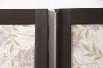 押し入れ用両開き戸を新規製作!表面にウィリアム・モリスの生地を使用し、洋風な扉に。(ふすま、建具)