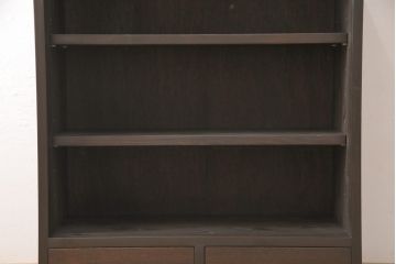 戸棚2台を新規製作!引き戸に花菱模様のガラスを使用。濃い茶色に着色仕上げ。(収納棚、キャビネット、食器棚、サイドキャビネット)