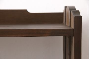 本棚を新規製作!昭和中期の楔式の本棚のデザインを再現。濃い茶色に着色仕上げ。(オープンラック、シェルフ、飾り棚、ブックシェルフ)