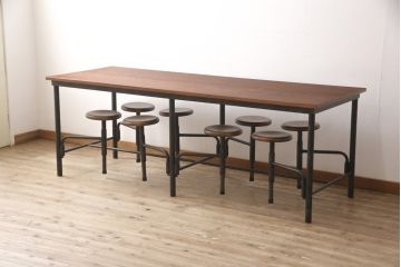 格納スツール8脚付きテーブルを新規製作!マットブラックでペイント仕上げ。(8人用ダイニングテーブル、作業台)